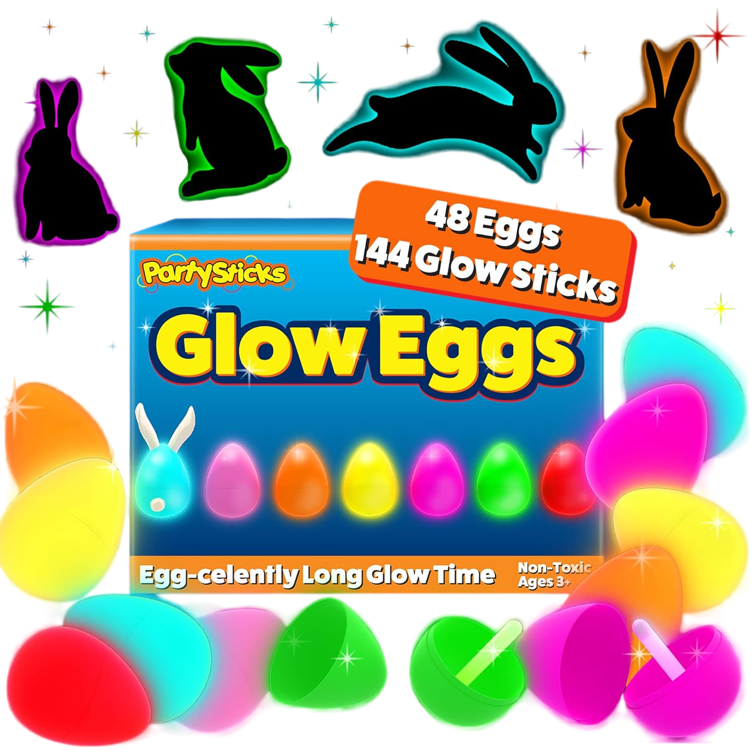 PartySticks 48 Easter Glow Eggs & 144 mini Glow Sticks