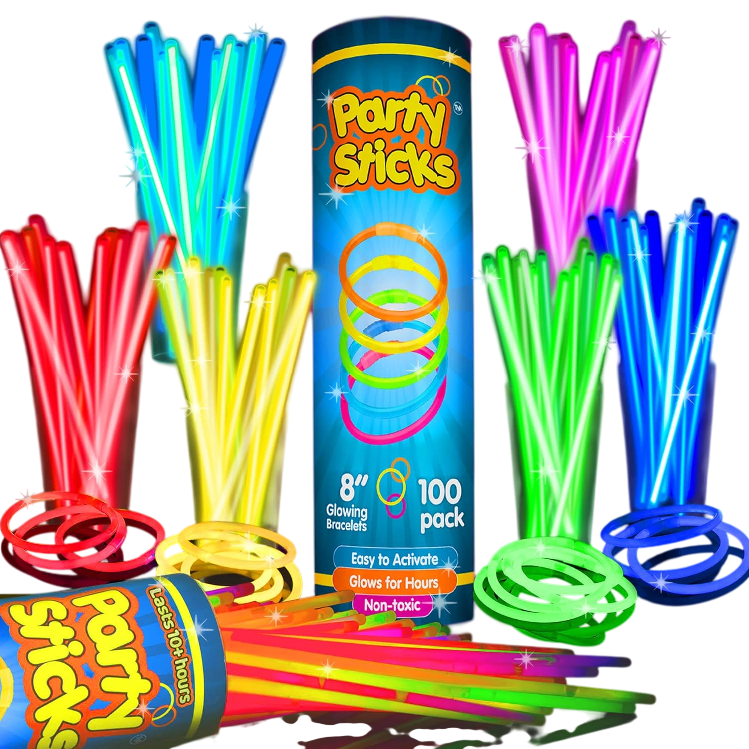 PartySticks Glow Sticks Supplies 100 Pack