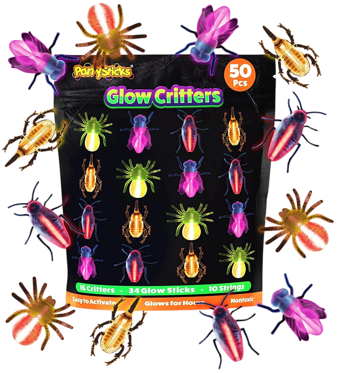 Glow Sticks Supplies for Kids and Adults (50pk Assorted) by PartySticks